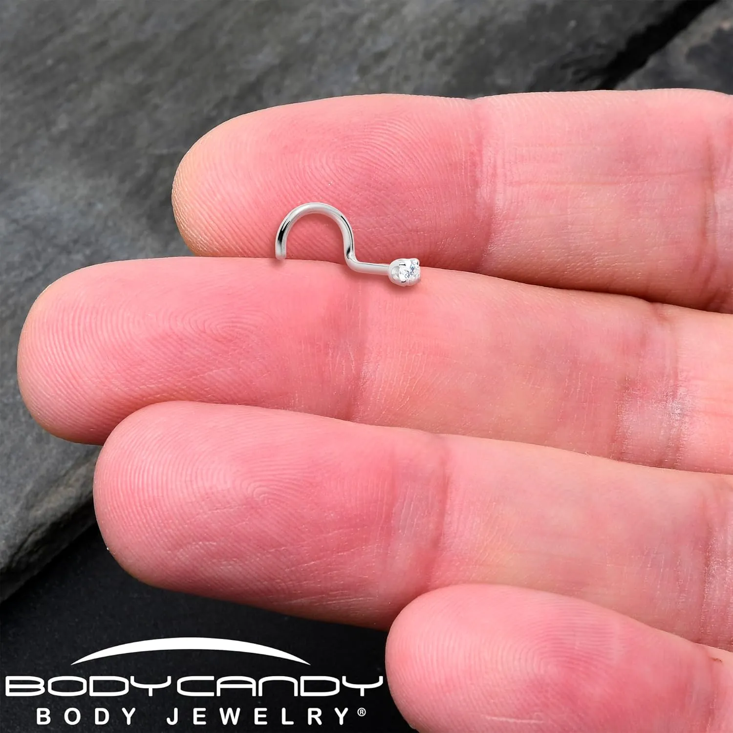 Body Candy 14k Solid Gold Nose Ring Studs - 2mm Lab Grown Diamond Created by MasterJeweler - Right Side Nose Ring 18 Gauge 20 Gauge Real Gold Nose Ring Piercing Jewelry for Women, Men