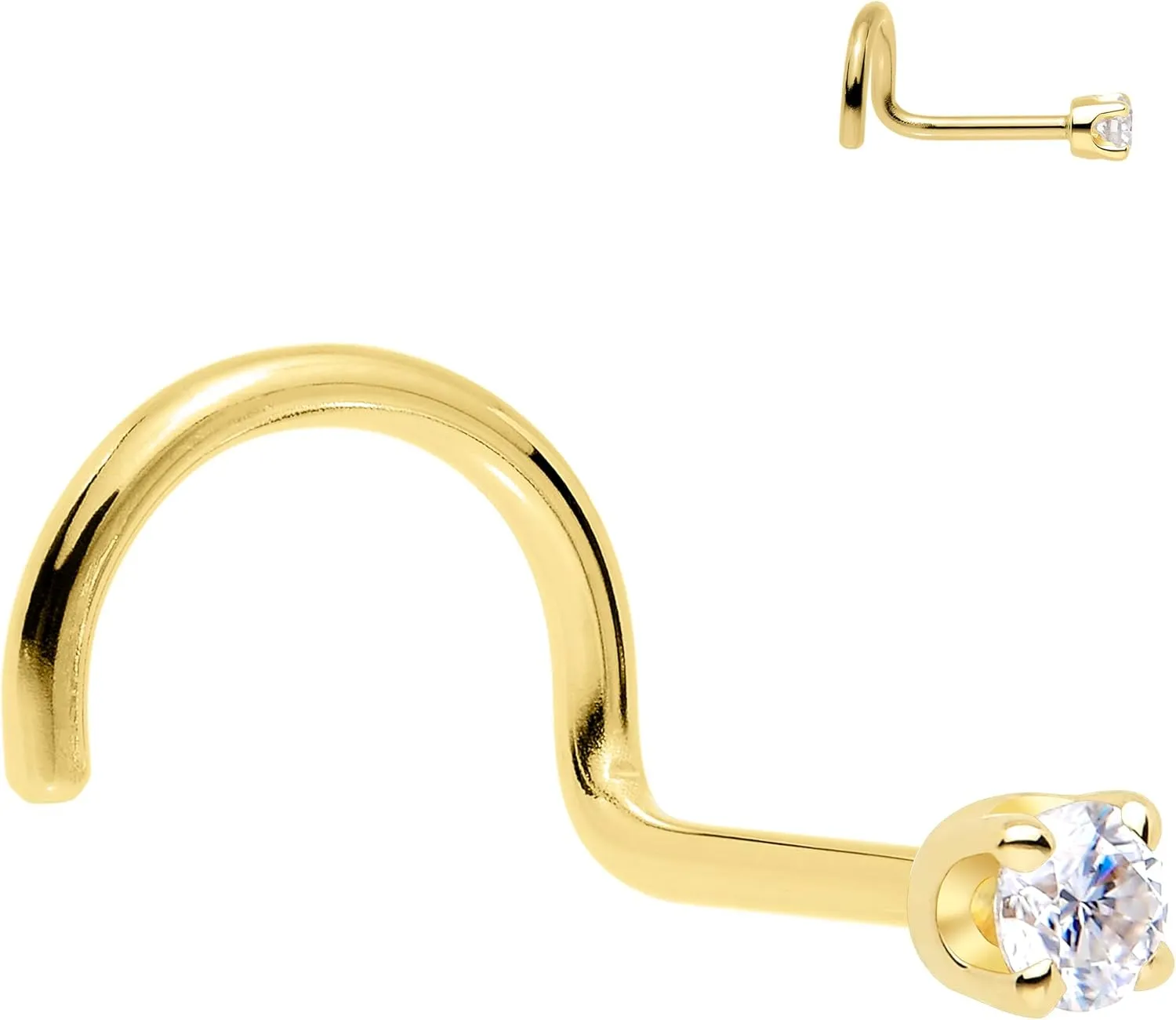 Body Candy 14k Solid Gold Nose Ring Studs - 2mm Lab Grown Diamond Created by MasterJeweler - Right Side Nose Ring 18 Gauge 20 Gauge Real Gold Nose Ring Piercing Jewelry for Women, Men