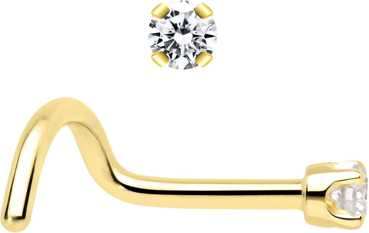Body Candy 14k Solid Gold Nose Ring Studs - 2mm Lab Grown Diamond Created by MasterJeweler - Right Side Nose Ring 18 Gauge 20 Gauge Real Gold Nose Ring Piercing Jewelry for Women, Men