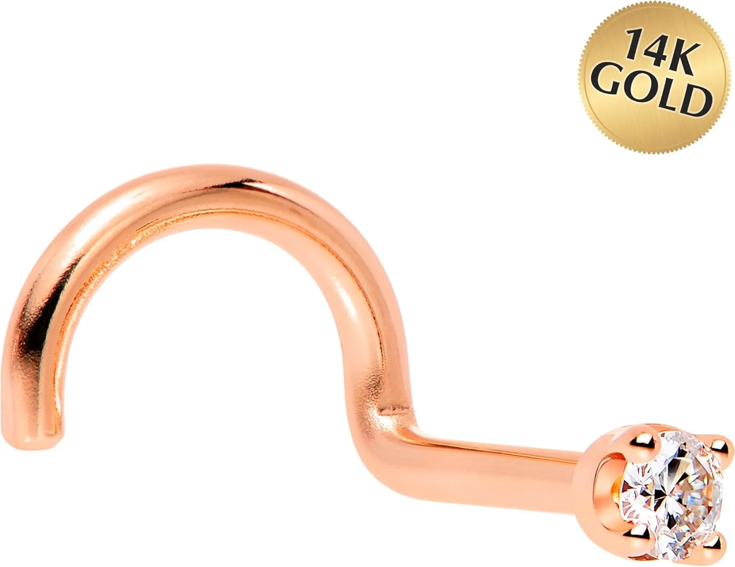 Body Candy 14k Solid Gold Nose Ring Studs - 2mm Lab Grown Diamond Created by MasterJeweler - Right Side Nose Ring 18 Gauge 20 Gauge Real Gold Nose Ring Piercing Jewelry for Women, Men