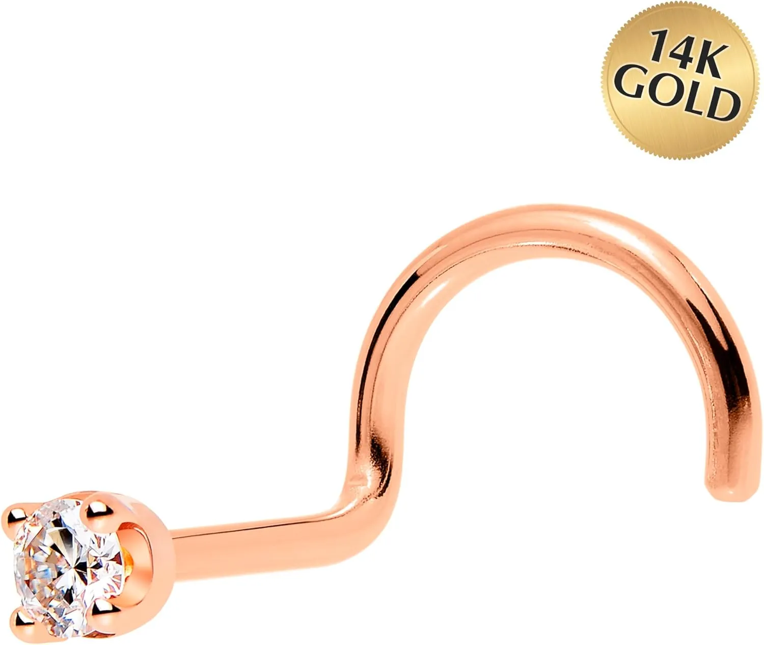 Body Candy 14k Solid Gold Nose Ring Studs -2mm Moissanite Left Side Nose Ring 18 Gauge 20 Gauge Real Gold Nose Ring Piercing Jewelry - 14 K Gold Nose Stud, Nose Piercings, Gold Nose Studs for Women, Men