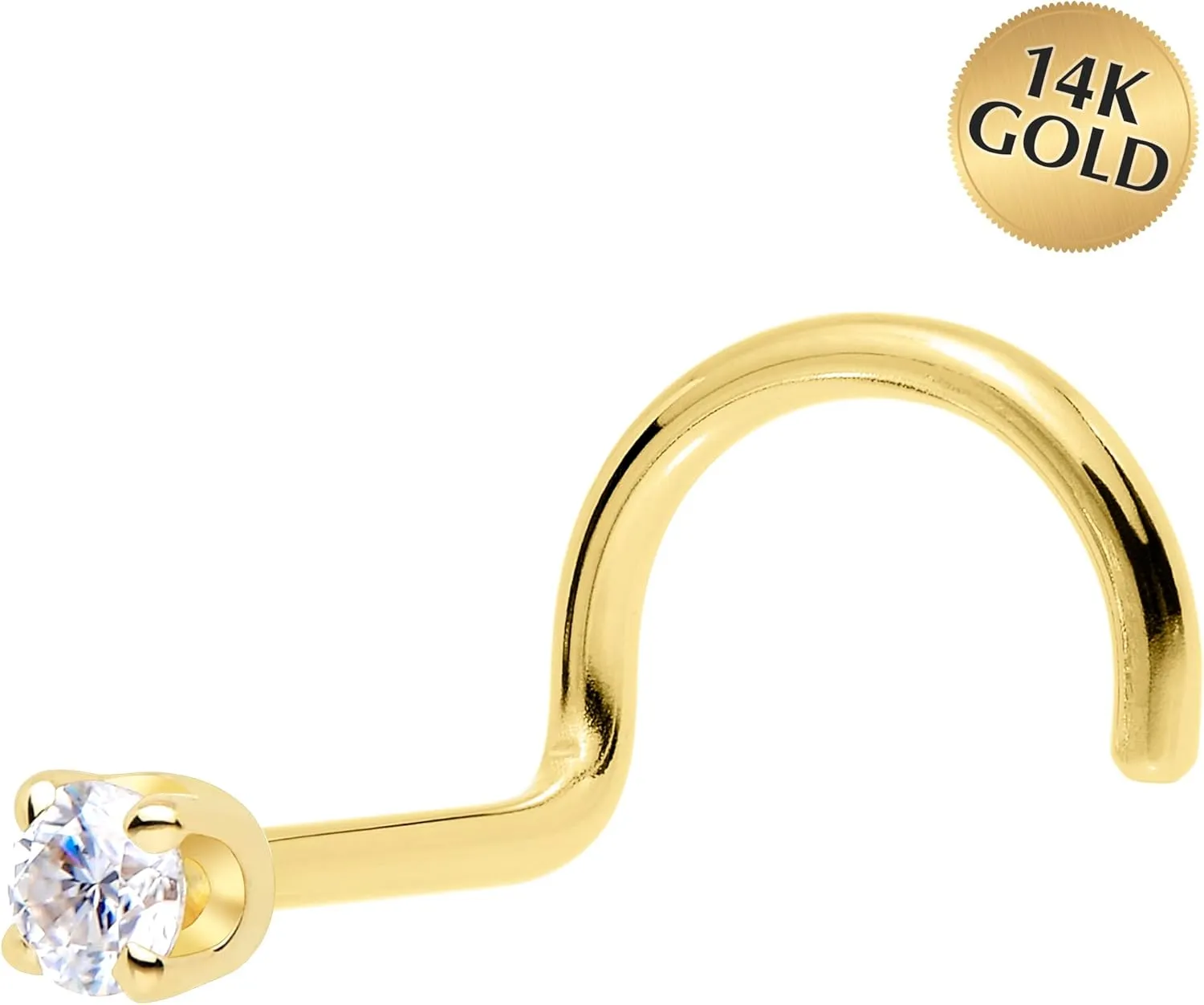 Body Candy 14k Solid Gold Nose Ring Studs -2mm Moissanite Left Side Nose Ring 18 Gauge 20 Gauge Real Gold Nose Ring Piercing Jewelry - 14 K Gold Nose Stud, Nose Piercings, Gold Nose Studs for Women, Men