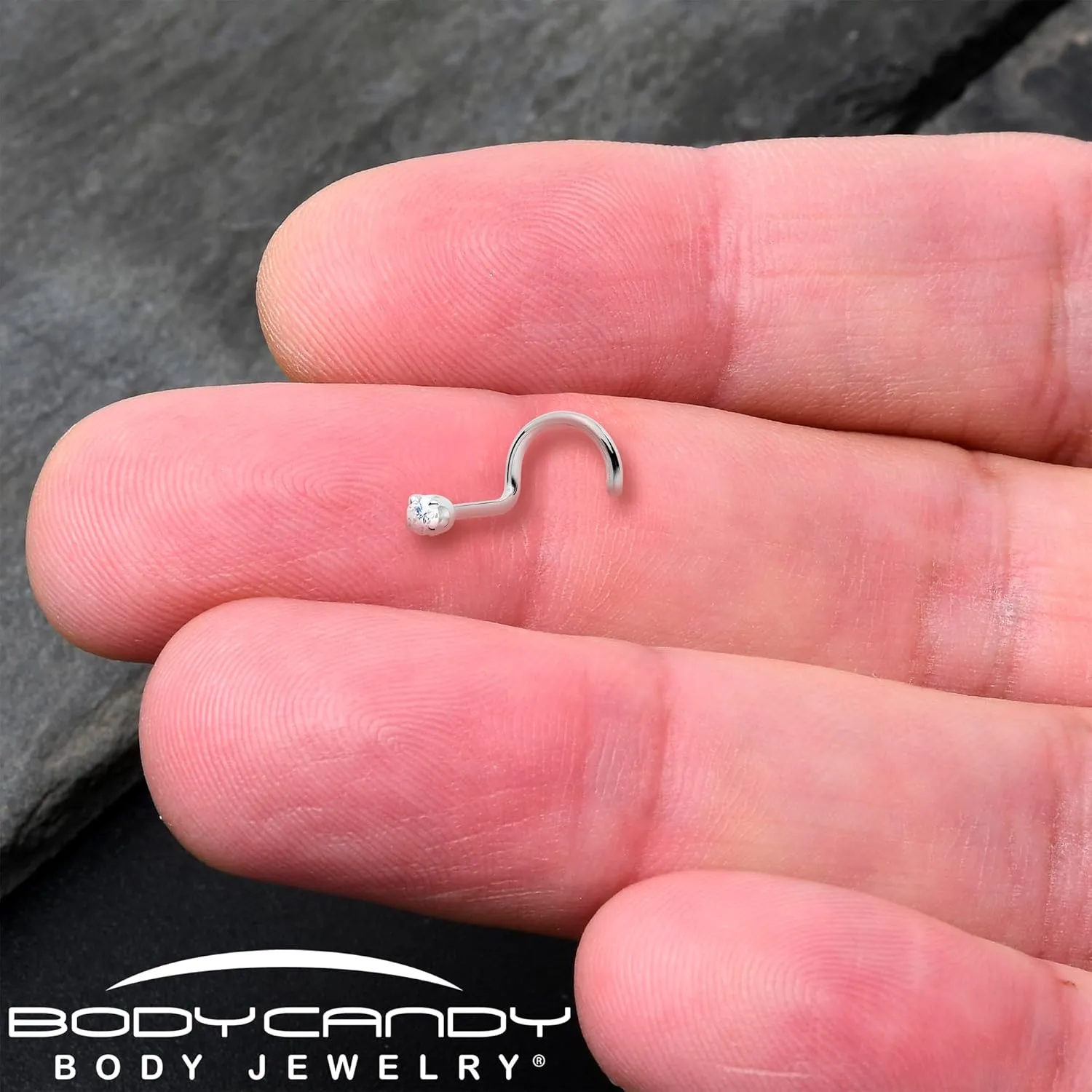 Body Candy 14k Solid Gold Nose Ring Studs -2mm Moissanite Left Side Nose Ring 18 Gauge 20 Gauge Real Gold Nose Ring Piercing Jewelry - 14 K Gold Nose Stud, Nose Piercings, Gold Nose Studs for Women, Men