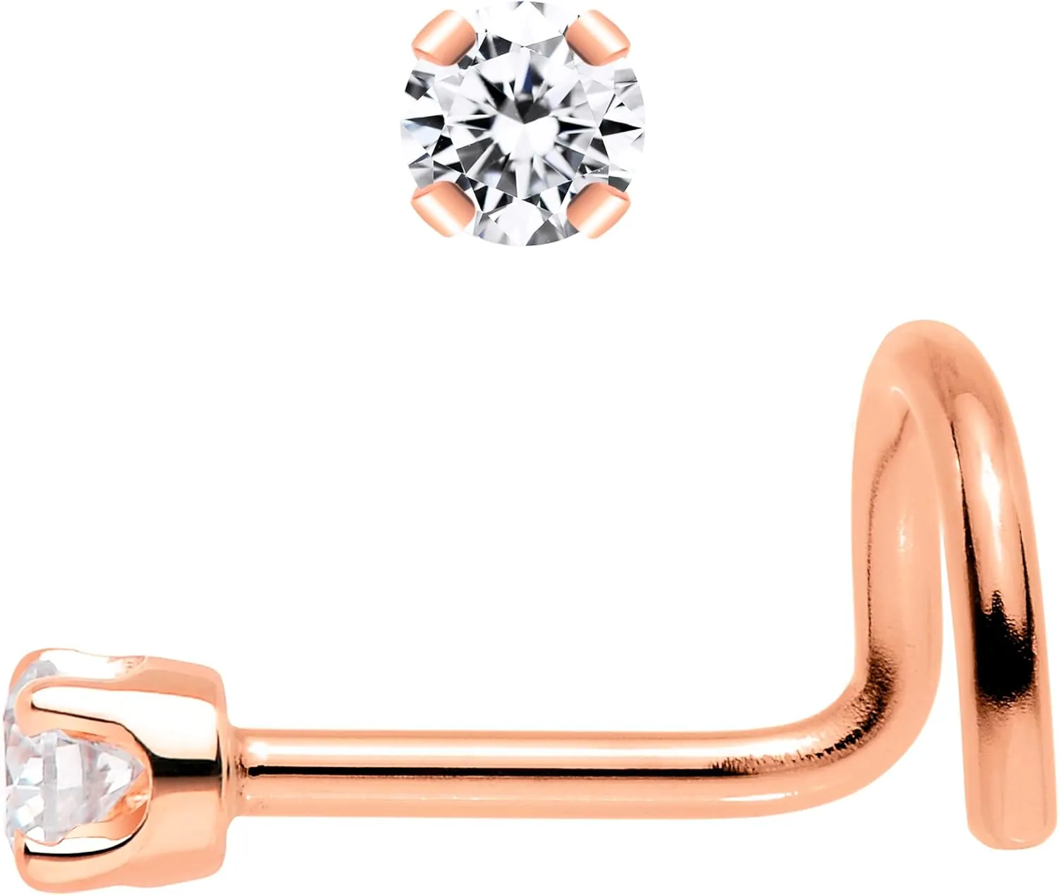 Body Candy 14k Solid Gold Nose Ring Studs -2mm Moissanite Left Side Nose Ring 18 Gauge 20 Gauge Real Gold Nose Ring Piercing Jewelry - 14 K Gold Nose Stud, Nose Piercings, Gold Nose Studs for Women, Men