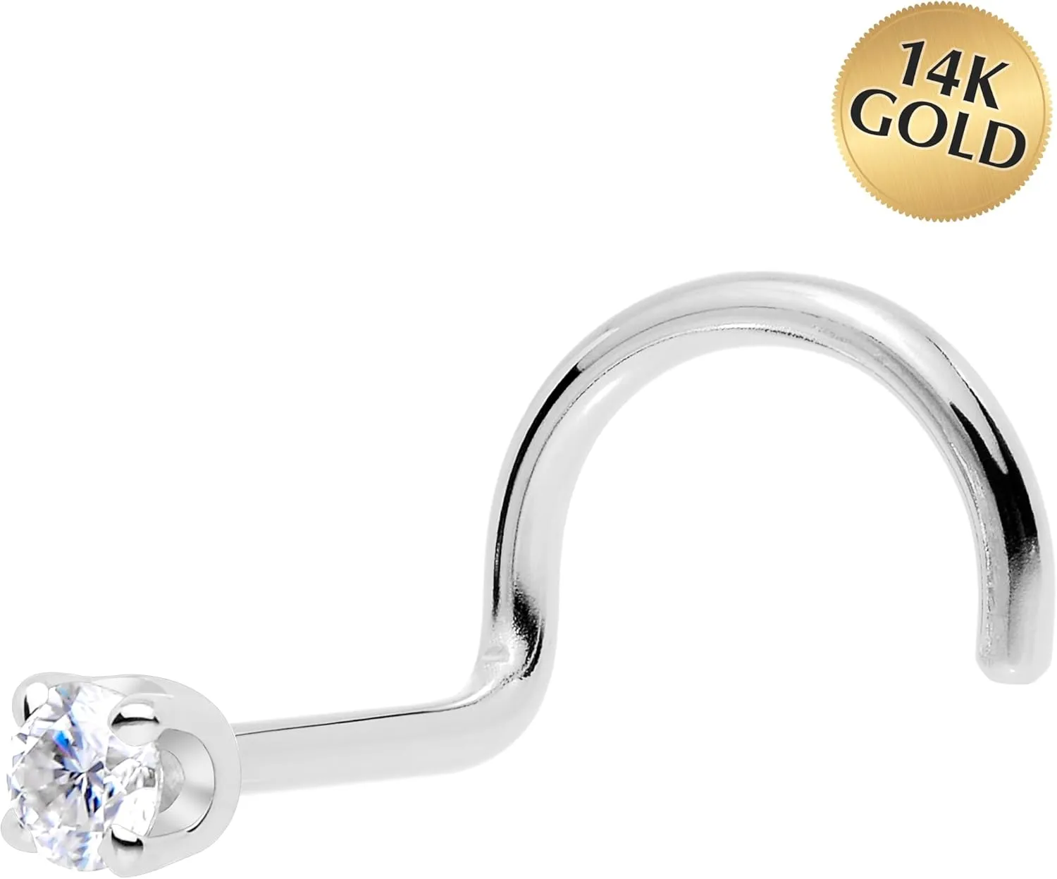 Body Candy 14k Solid Gold Nose Ring Studs -2mm Moissanite Left Side Nose Ring 18 Gauge 20 Gauge Real Gold Nose Ring Piercing Jewelry - 14 K Gold Nose Stud, Nose Piercings, Gold Nose Studs for Women, Men