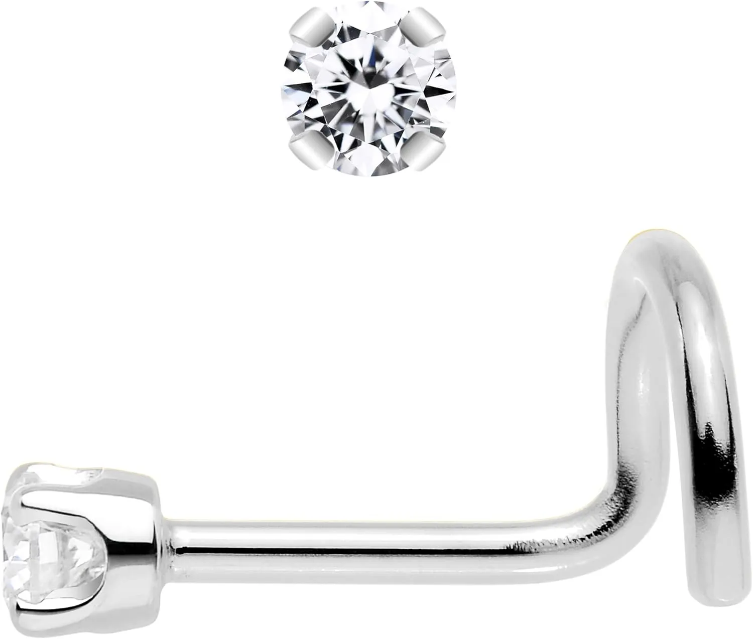 Body Candy 14k Solid Gold Nose Ring Studs -2mm Moissanite Left Side Nose Ring 18 Gauge 20 Gauge Real Gold Nose Ring Piercing Jewelry - 14 K Gold Nose Stud, Nose Piercings, Gold Nose Studs for Women, Men