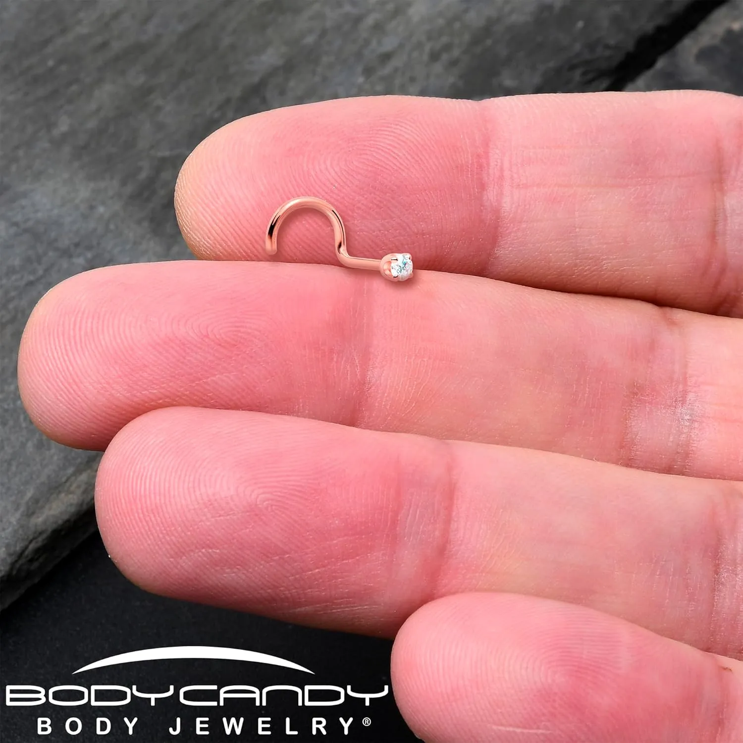 Body Candy 14k Solid Gold Nose Ring Studs -2mm Moissanite Right Side Nose Ring 18 Gauge 20 Gauge Real Gold Nose Ring Piercing Jewelry - 14 K Gold Nose Stud, Nose Piercings, Gold Nose Studs for Women, Men
