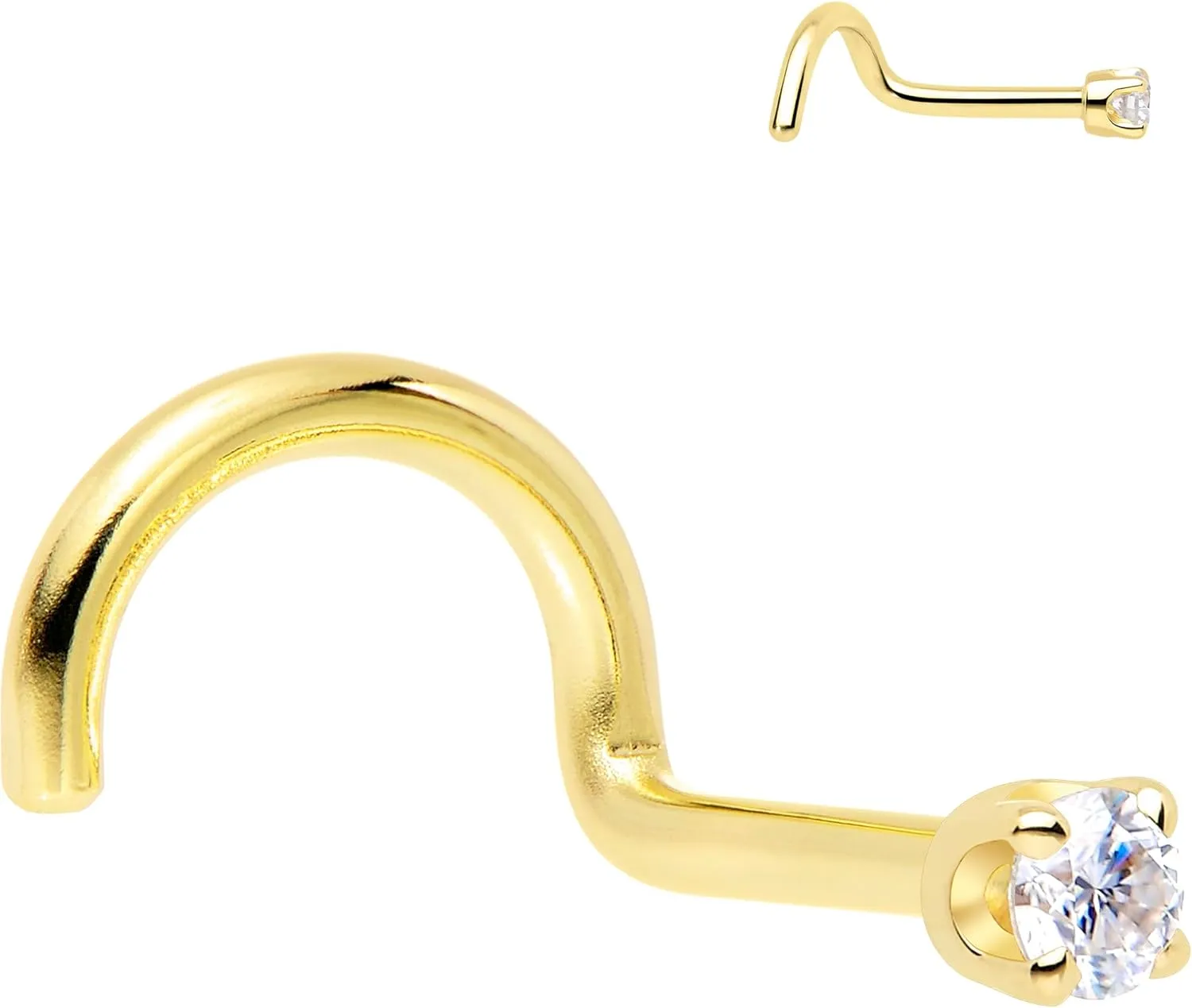 Body Candy 14k Solid Gold Nose Ring Studs -2mm Moissanite Right Side Nose Ring 18 Gauge 20 Gauge Real Gold Nose Ring Piercing Jewelry - 14 K Gold Nose Stud, Nose Piercings, Gold Nose Studs for Women, Men