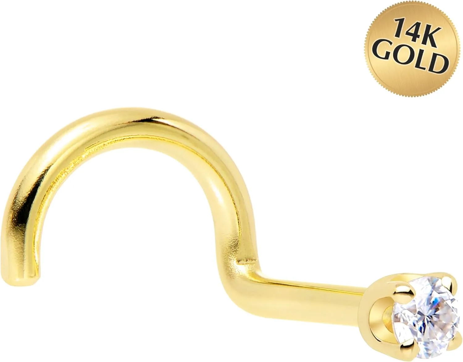 Body Candy 14k Solid Gold Nose Ring Studs -2mm Moissanite Right Side Nose Ring 18 Gauge 20 Gauge Real Gold Nose Ring Piercing Jewelry - 14 K Gold Nose Stud, Nose Piercings, Gold Nose Studs for Women, Men
