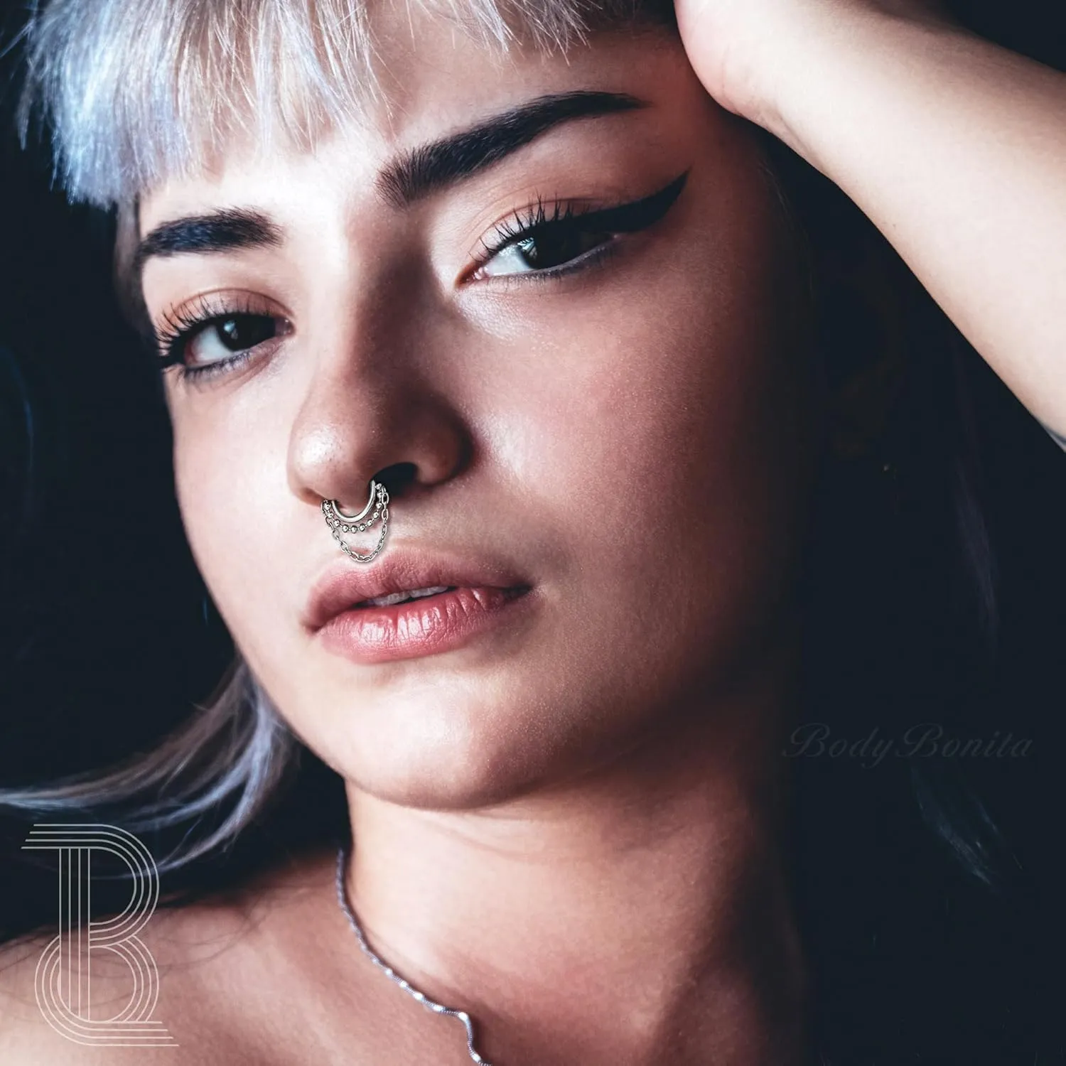 BodyBonita 16G Septum Rings Clicker 316L Stainless Steel Septum Nose Rings for Women Daith Earrings for Women Septum Jewelry Conch Daith Piercing Jewelry 14k Gold Plated/Silver 8mm 10mm