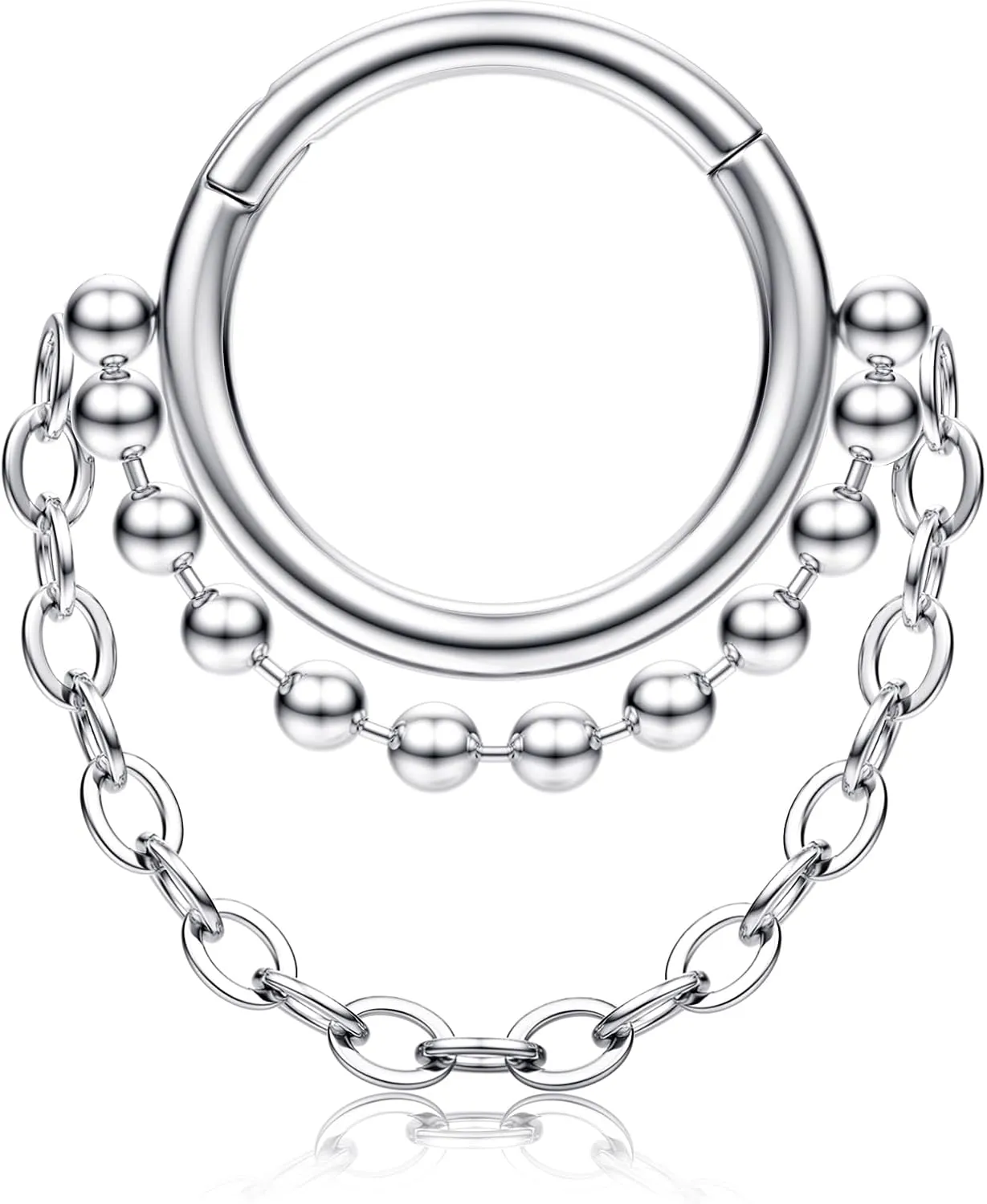 BodyBonita 16G Septum Rings Clicker 316L Stainless Steel Septum Nose Rings for Women Daith Earrings for Women Septum Jewelry Conch Daith Piercing Jewelry 14k Gold Plated/Silver 8mm 10mm