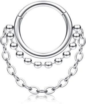 BodyBonita 16G Septum Rings Clicker 316L Stainless Steel Septum Nose Rings for Women Daith Earrings for Women Septum Jewelry Conch Daith Piercing Jewelry 14k Gold Plated/Silver 8mm 10mm