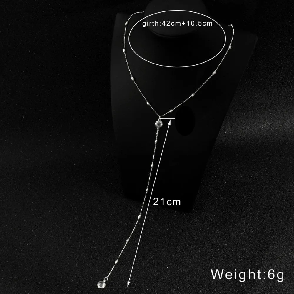 Bohemia Gold Silver Plated Necklace Long Chain Pendant Crystal Chocker Necklaces For Women Collana Bijoux Fashion Beach Jewelry