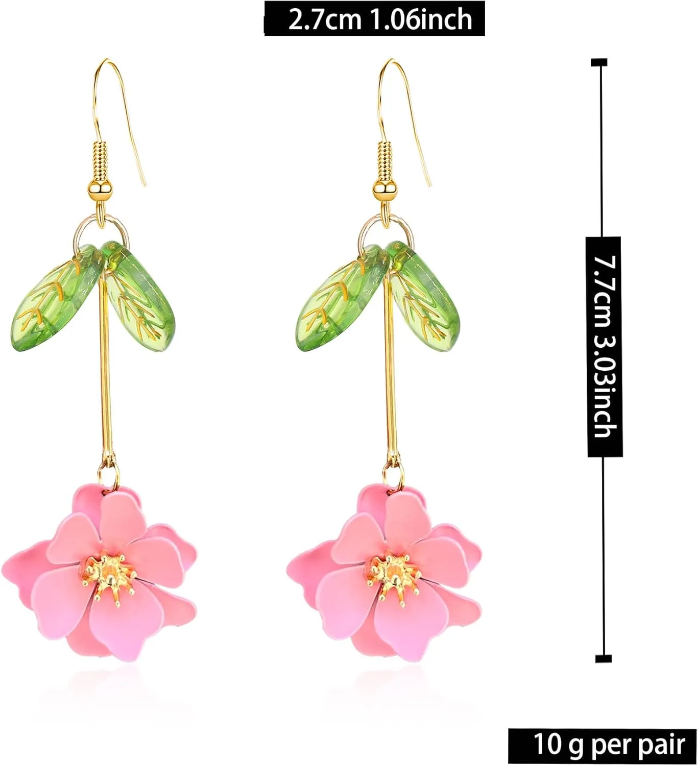 Boho Flower Dangle Earrings Cute Green Leaf Fairy Statement Summer Refreshing Seaside Idyllic Holiday Earrings