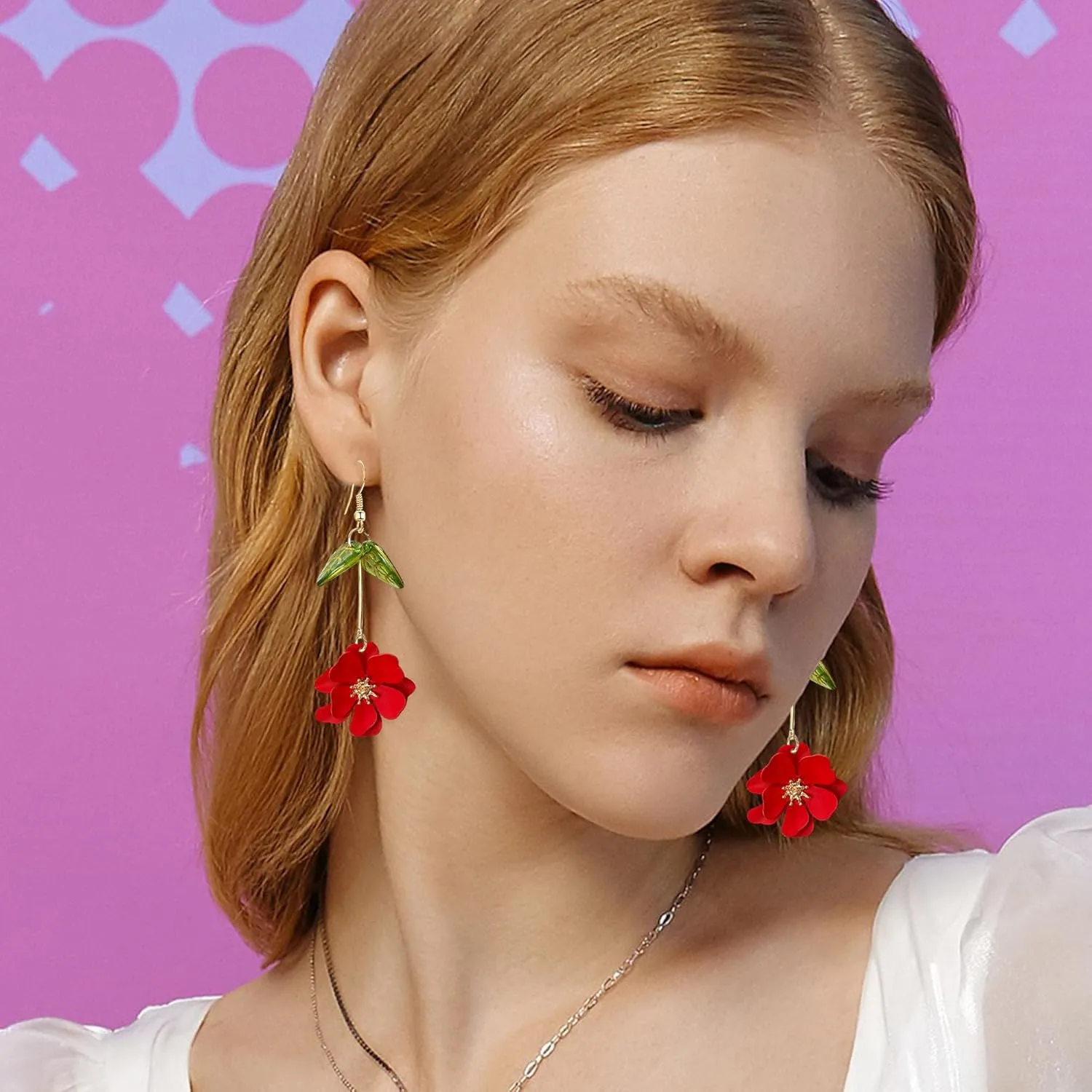 Boho Flower Dangle Earrings Cute Green Leaf Fairy Statement Summer Refreshing Seaside Idyllic Holiday Earrings