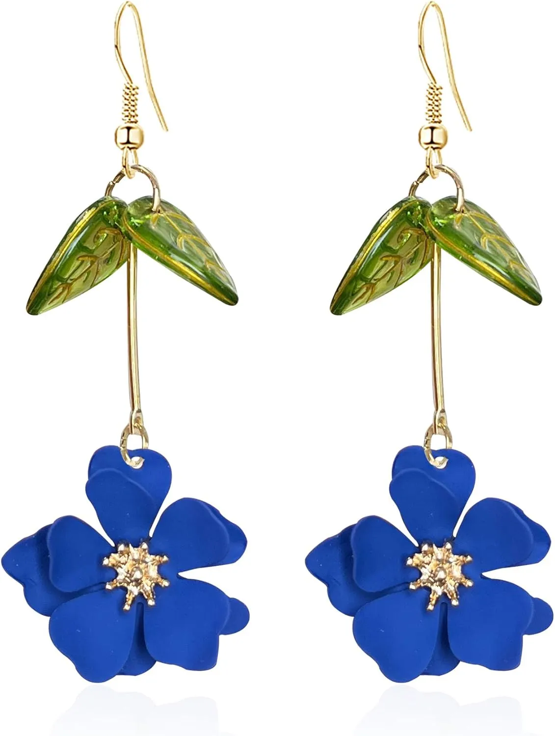 Boho Flower Dangle Earrings Cute Green Leaf Fairy Statement Summer Refreshing Seaside Idyllic Holiday Earrings
