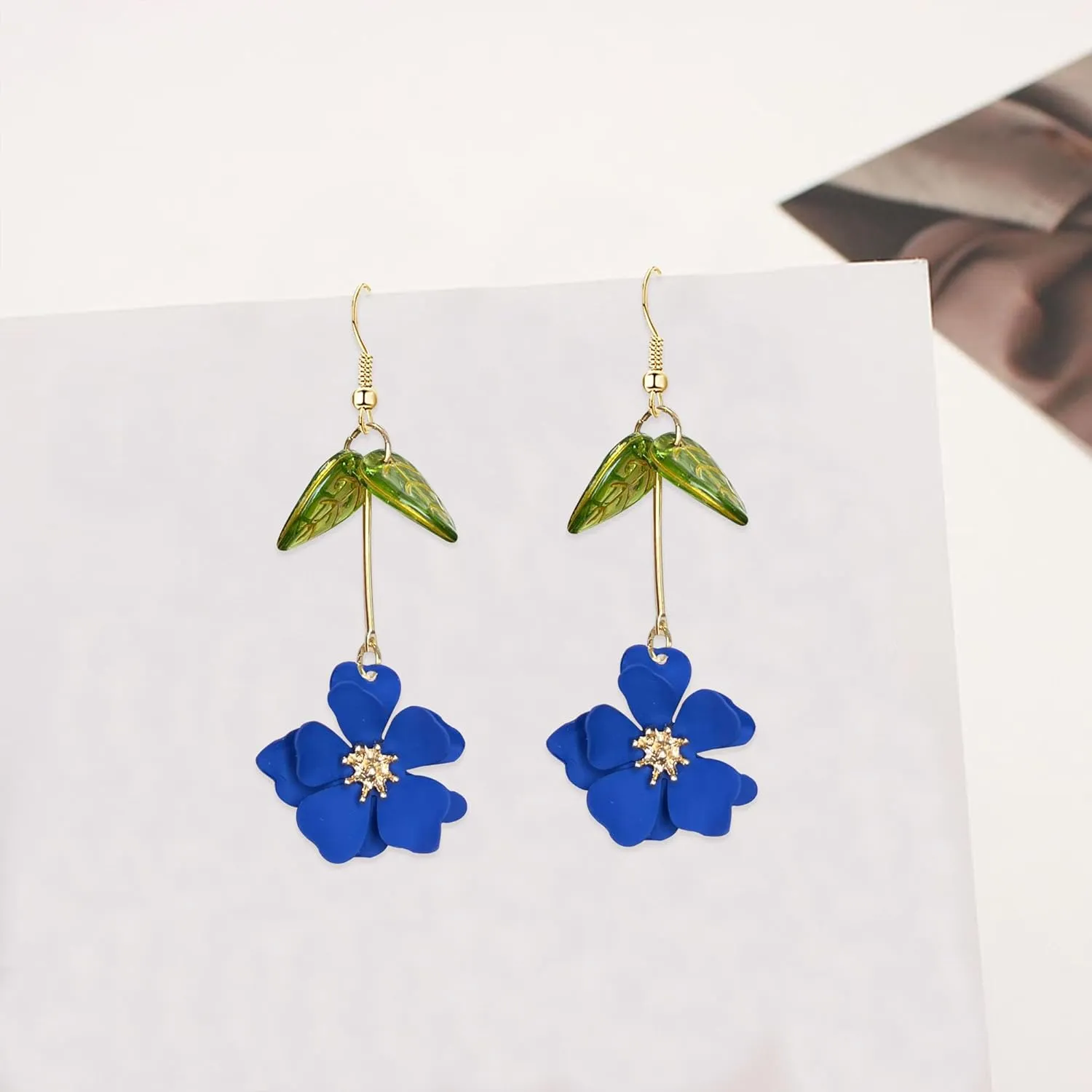 Boho Flower Dangle Earrings Cute Green Leaf Fairy Statement Summer Refreshing Seaside Idyllic Holiday Earrings