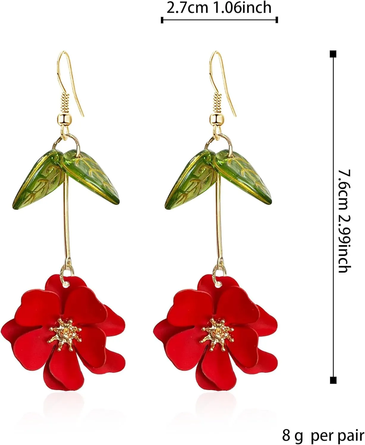 Boho Flower Dangle Earrings Cute Green Leaf Fairy Statement Summer Refreshing Seaside Idyllic Holiday Earrings