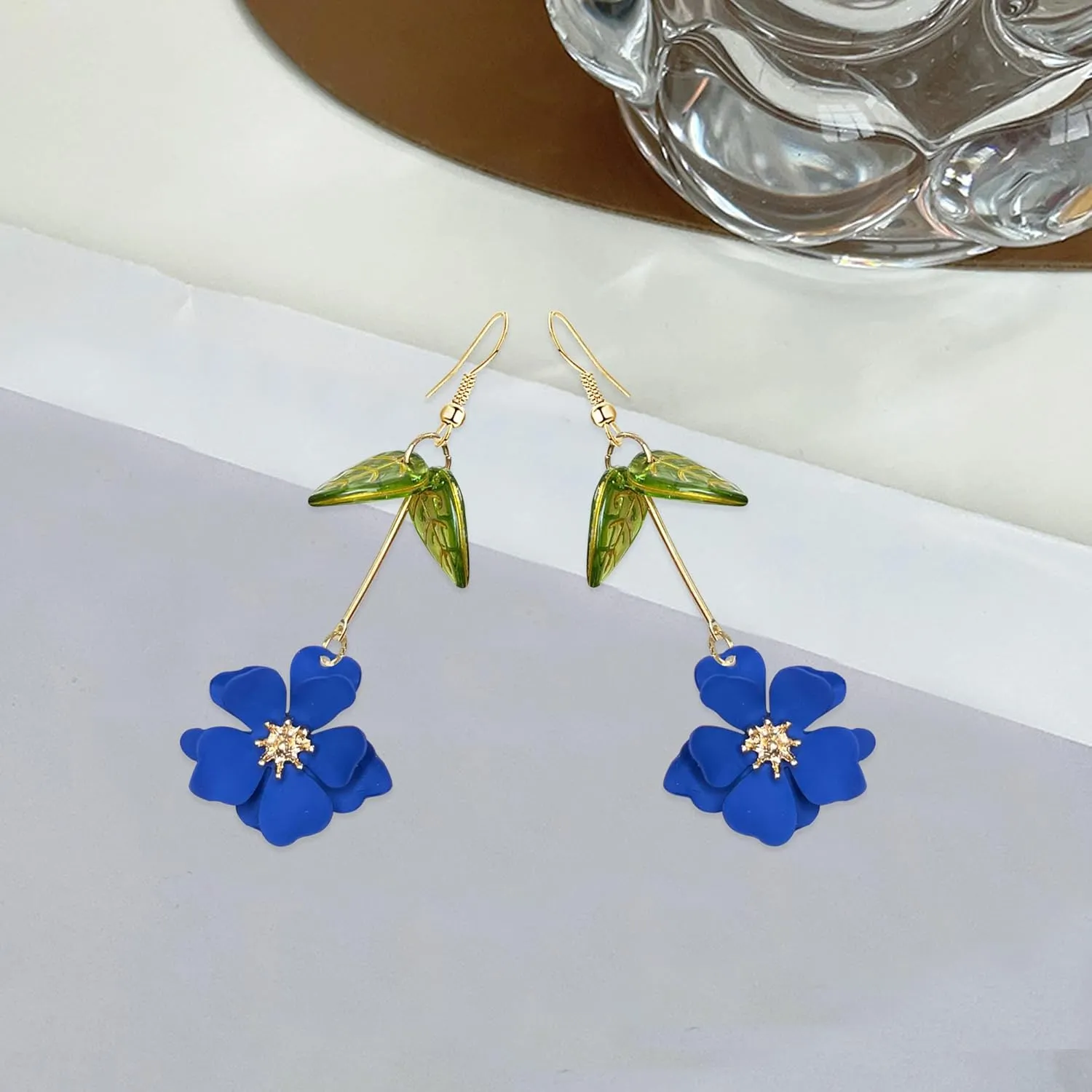 Boho Flower Dangle Earrings Cute Green Leaf Fairy Statement Summer Refreshing Seaside Idyllic Holiday Earrings