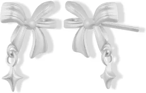 Bow Earrings 925 Sterling Silver Stud Earrings Dainty Small Bowknot Earrings