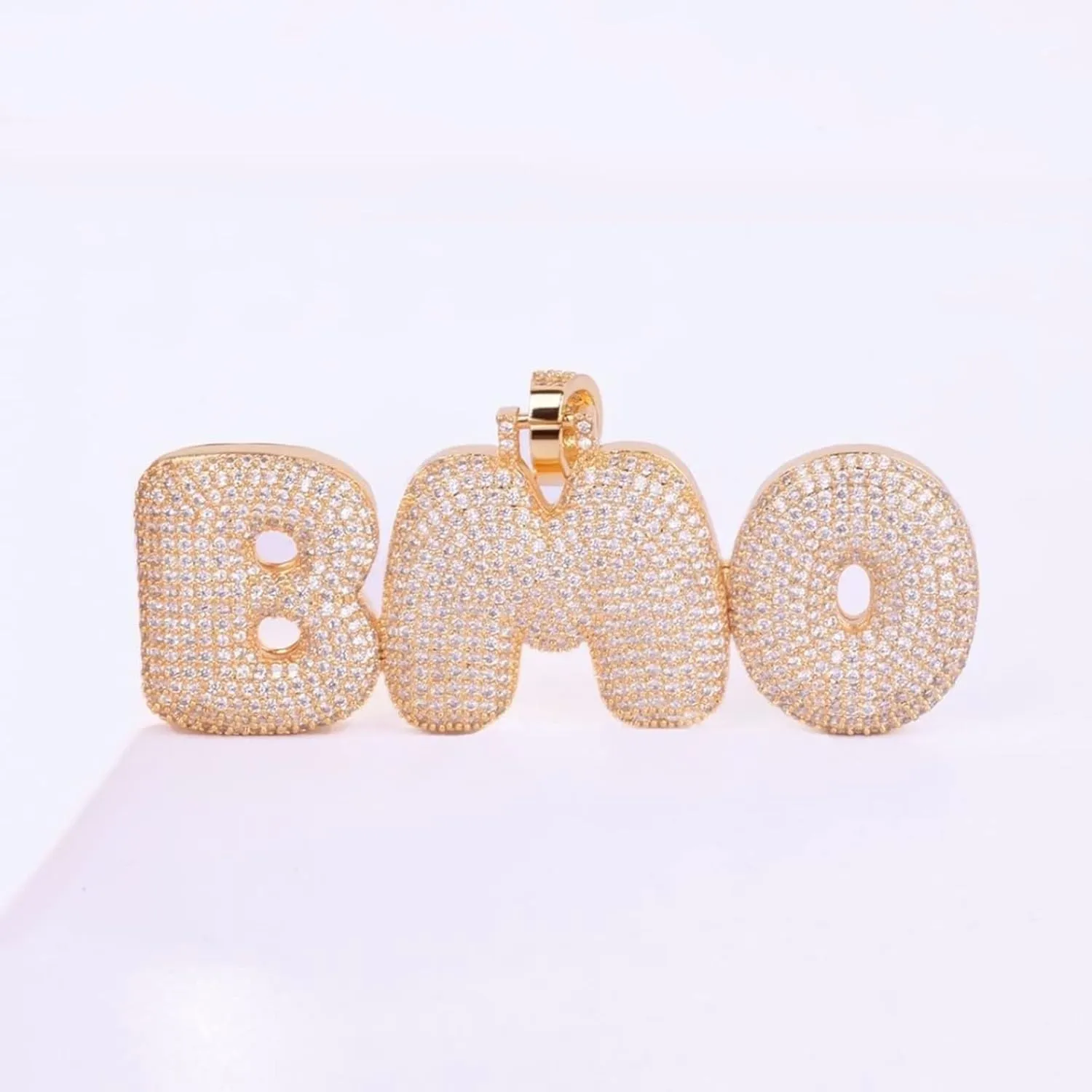 Bubble Letter Custom Name Necklaces Personalized Pendants Real Gold Plated Hip Hop Jewelry Collares Custom Name Necklace (Gold 18inch Rope Chain,Custom 9 Letter)