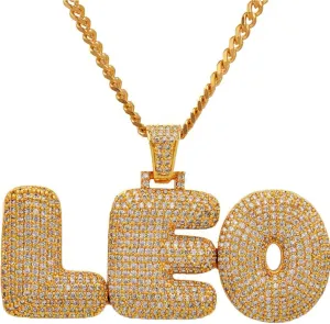 Bubble Letter Custom Name Necklaces Personalized Pendants Real Gold Plated Hip Hop Jewelry Collares Custom Name Necklace (Gold 18inch Rope Chain,Custom 9 Letter)