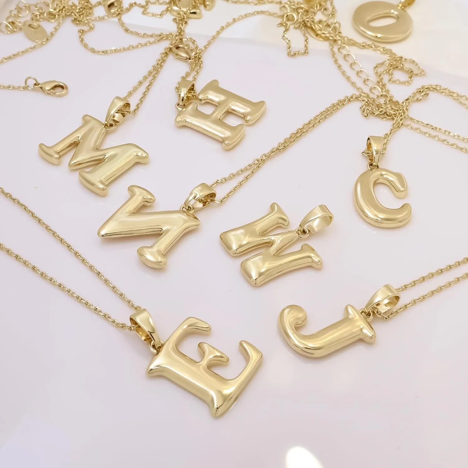 Bubble Letter Necklace Gold for Women,18K Gold Plated Charm Initial Necklaces Dainty Balloon Name A-Z Personalized Pendent Necklace Jewelry Trendy Gifts