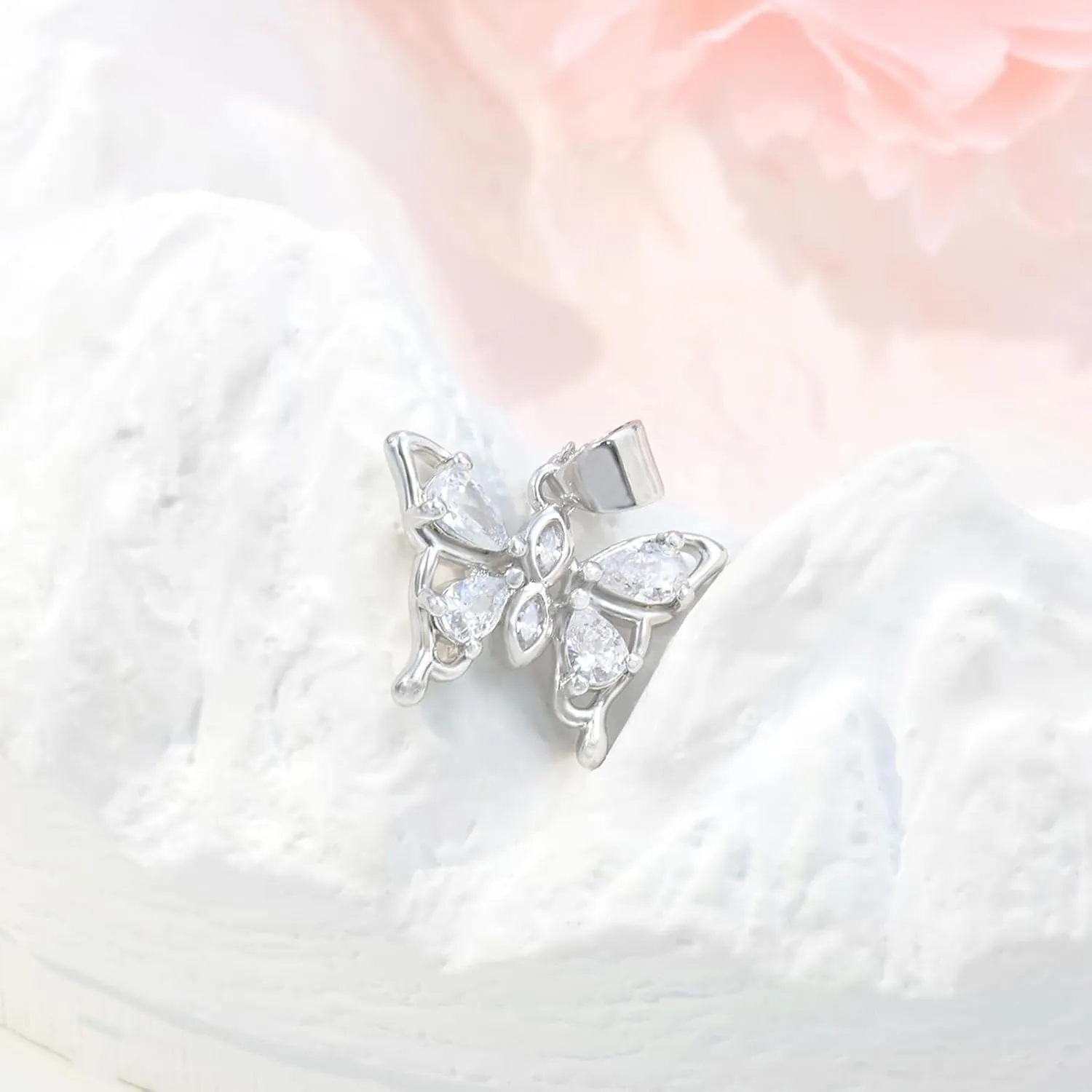 Butterfly Necklace 925 Sterling Silver Small Dainty Butterfly Necklace for Women CZ Thiny Pendant Necklace Butterfly Birthstone Jewelry for Mother's Day Valentine Birthday Gifts
