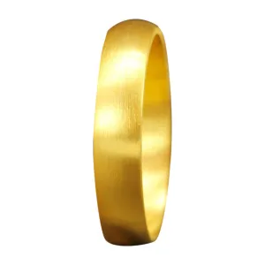 Caprixus 4mm 925 Sterling Silver Wedding Band 24K Yellow Gold Vermeil Satin Finish Matte Half Round Domed Mens Women Unisex Thick Durable Handmade Ring - Custom Engraving