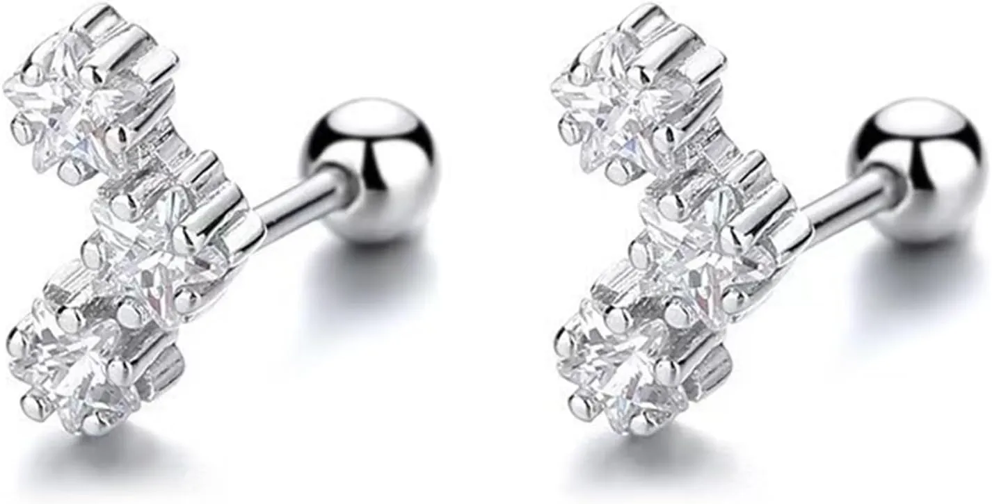 Cartilage Earring Conch Piercing Jewelry Helix Earrings Tragus Earrings for Women 925 Sterling Silver CZ Gold Screw Back Stud Earrings for Women 20 Gauge
