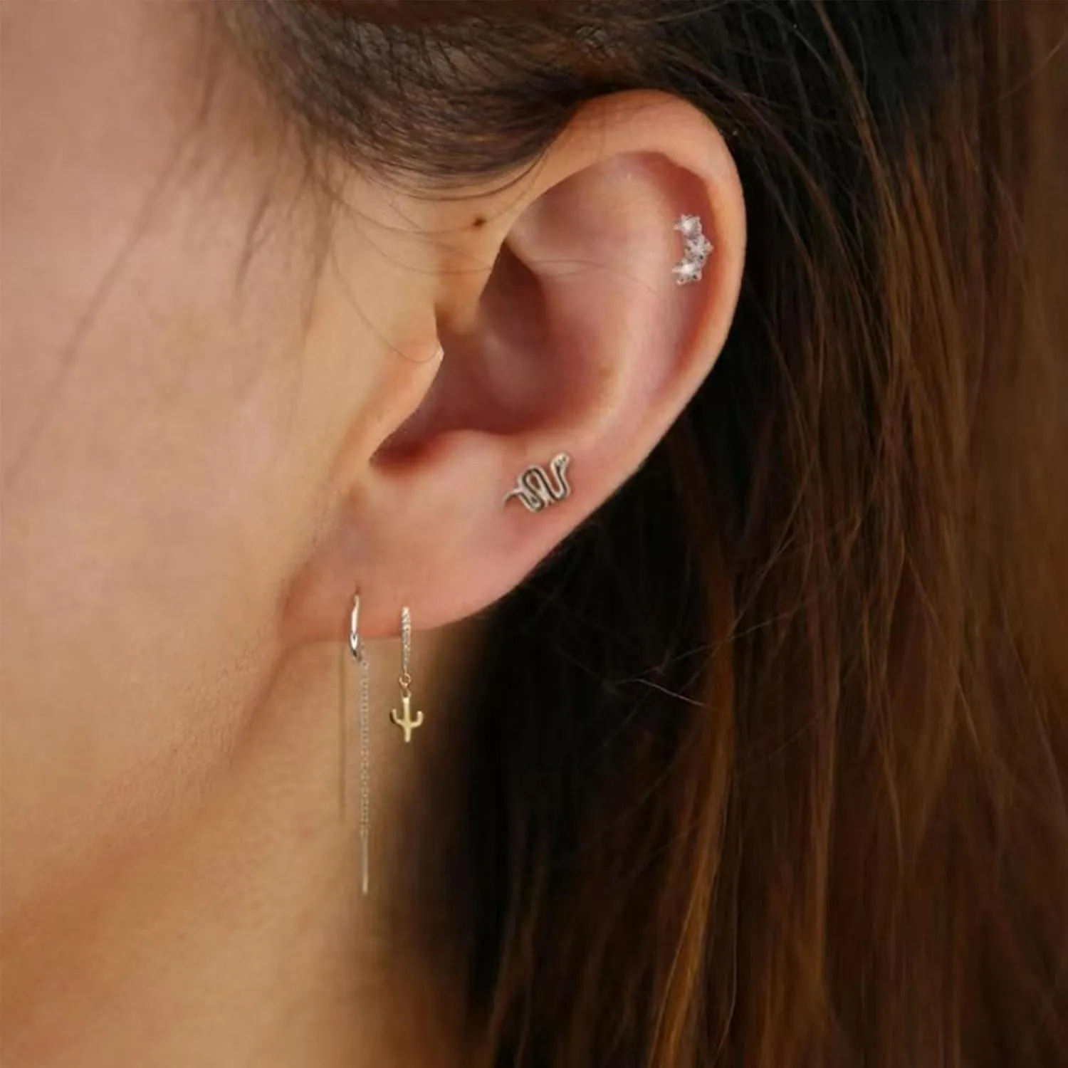 Cartilage Earring Conch Piercing Jewelry Helix Earrings Tragus Earrings for Women 925 Sterling Silver CZ Gold Screw Back Stud Earrings for Women 20 Gauge