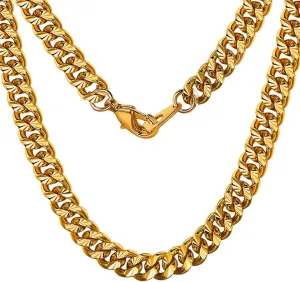ChainsHouse Stainless Steel Cuban Chain Necklace for Men Women, 18K Gold/Black/Rose Gold Plated Miami Curb Chains,18" 20" 22" 24" 26" 28" 30" Length,4mm/7mm Wide,Send Gift Box