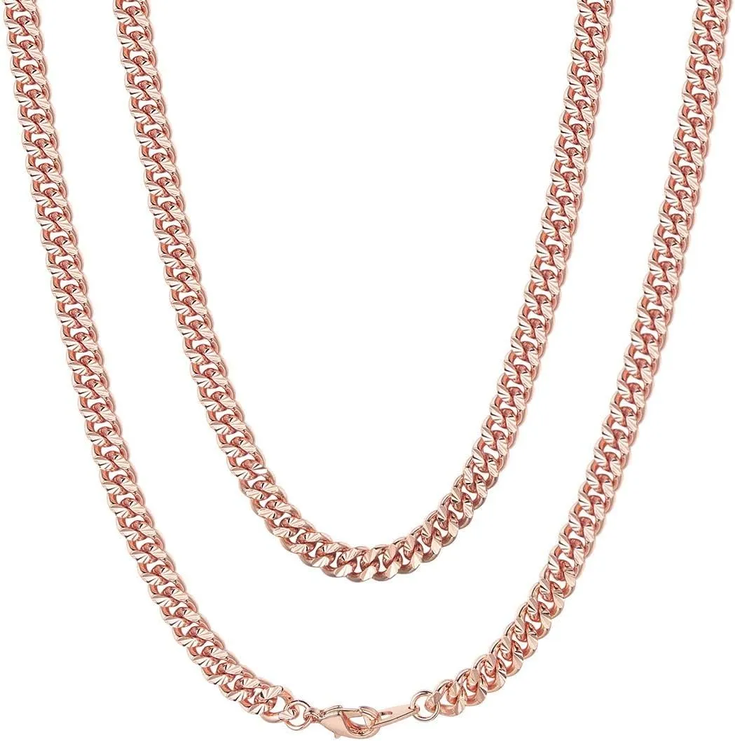 ChainsHouse Stainless Steel Cuban Chain Necklace for Men Women, 18K Gold/Black/Rose Gold Plated Miami Curb Chains,18" 20" 22" 24" 26" 28" 30" Length,4mm/7mm Wide,Send Gift Box
