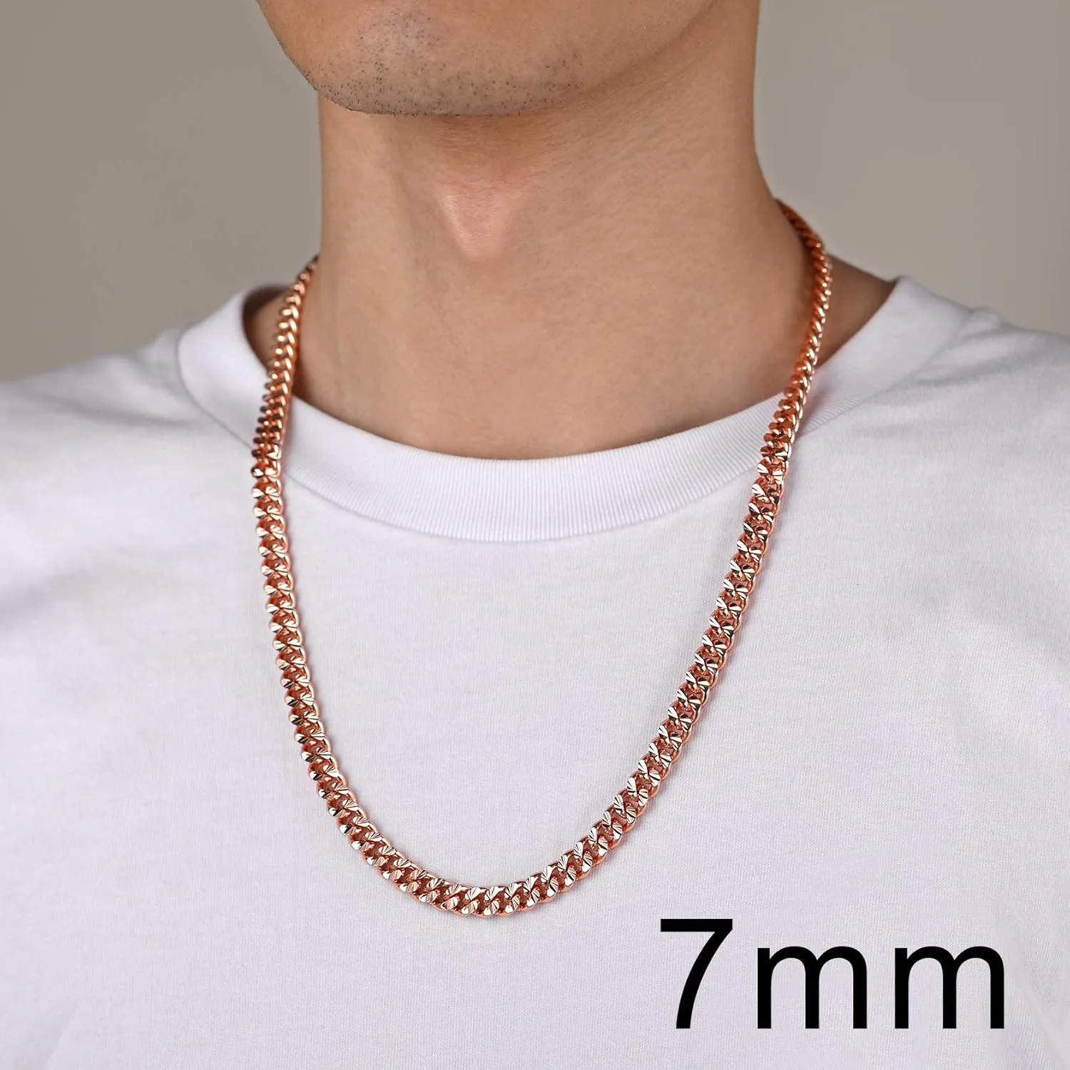 ChainsHouse Stainless Steel Cuban Chain Necklace for Men Women, 18K Gold/Black/Rose Gold Plated Miami Curb Chains,18" 20" 22" 24" 26" 28" 30" Length,4mm/7mm Wide,Send Gift Box