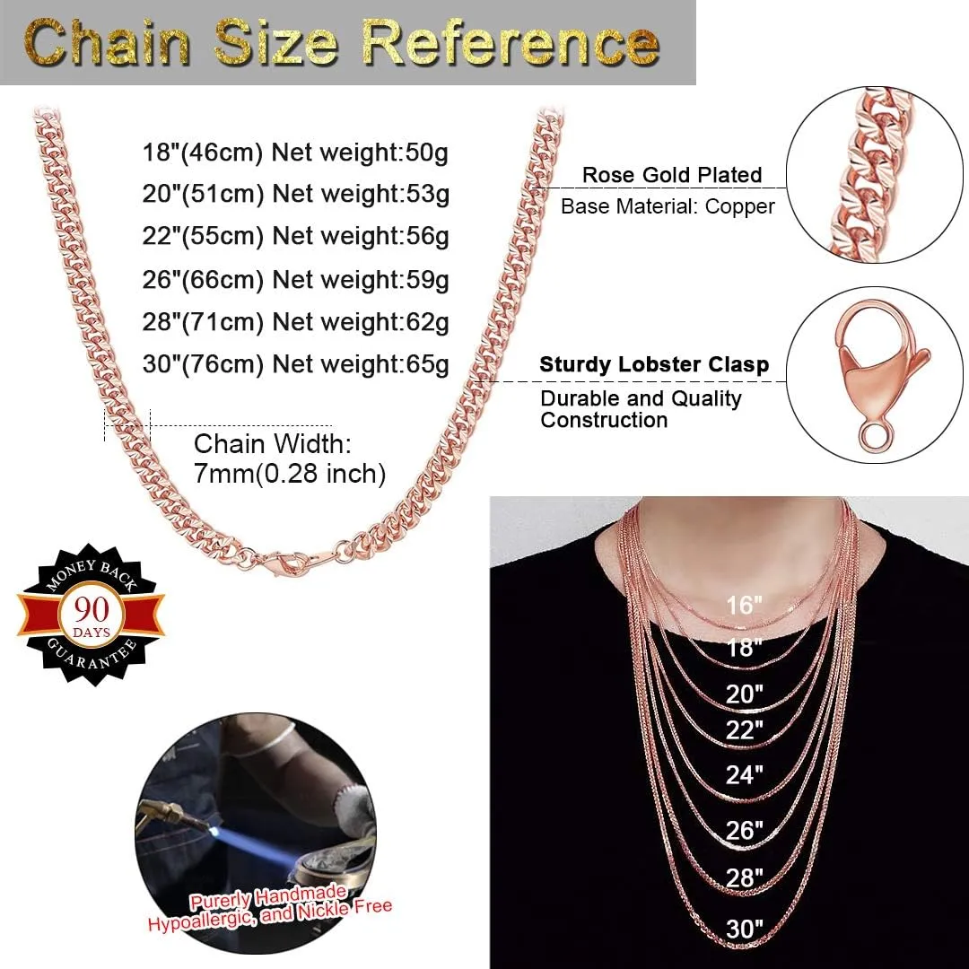 ChainsHouse Stainless Steel Cuban Chain Necklace for Men Women, 18K Gold/Black/Rose Gold Plated Miami Curb Chains,18" 20" 22" 24" 26" 28" 30" Length,4mm/7mm Wide,Send Gift Box