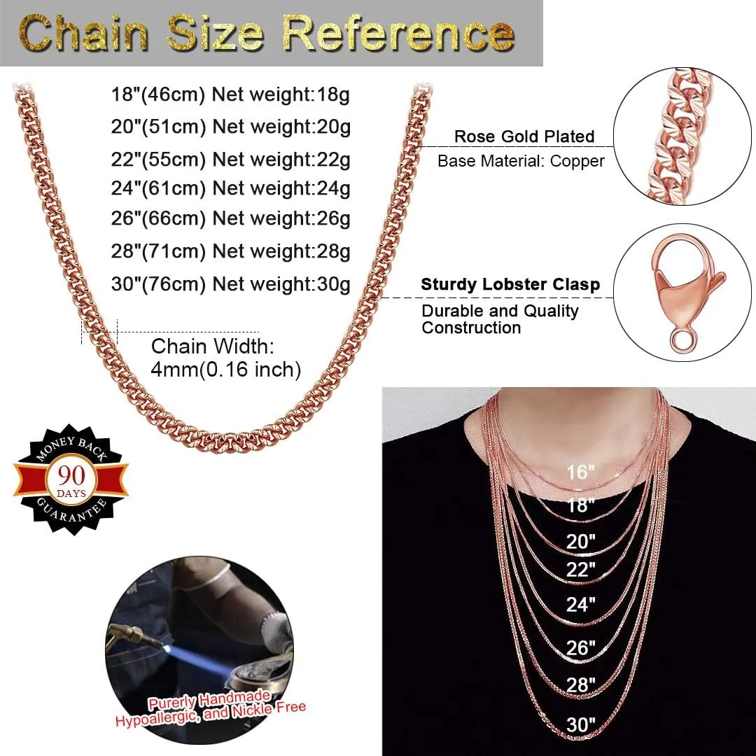 ChainsHouse Stainless Steel Cuban Chain Necklace for Men Women, 18K Gold/Black/Rose Gold Plated Miami Curb Chains,18" 20" 22" 24" 26" 28" 30" Length,4mm/7mm Wide,Send Gift Box