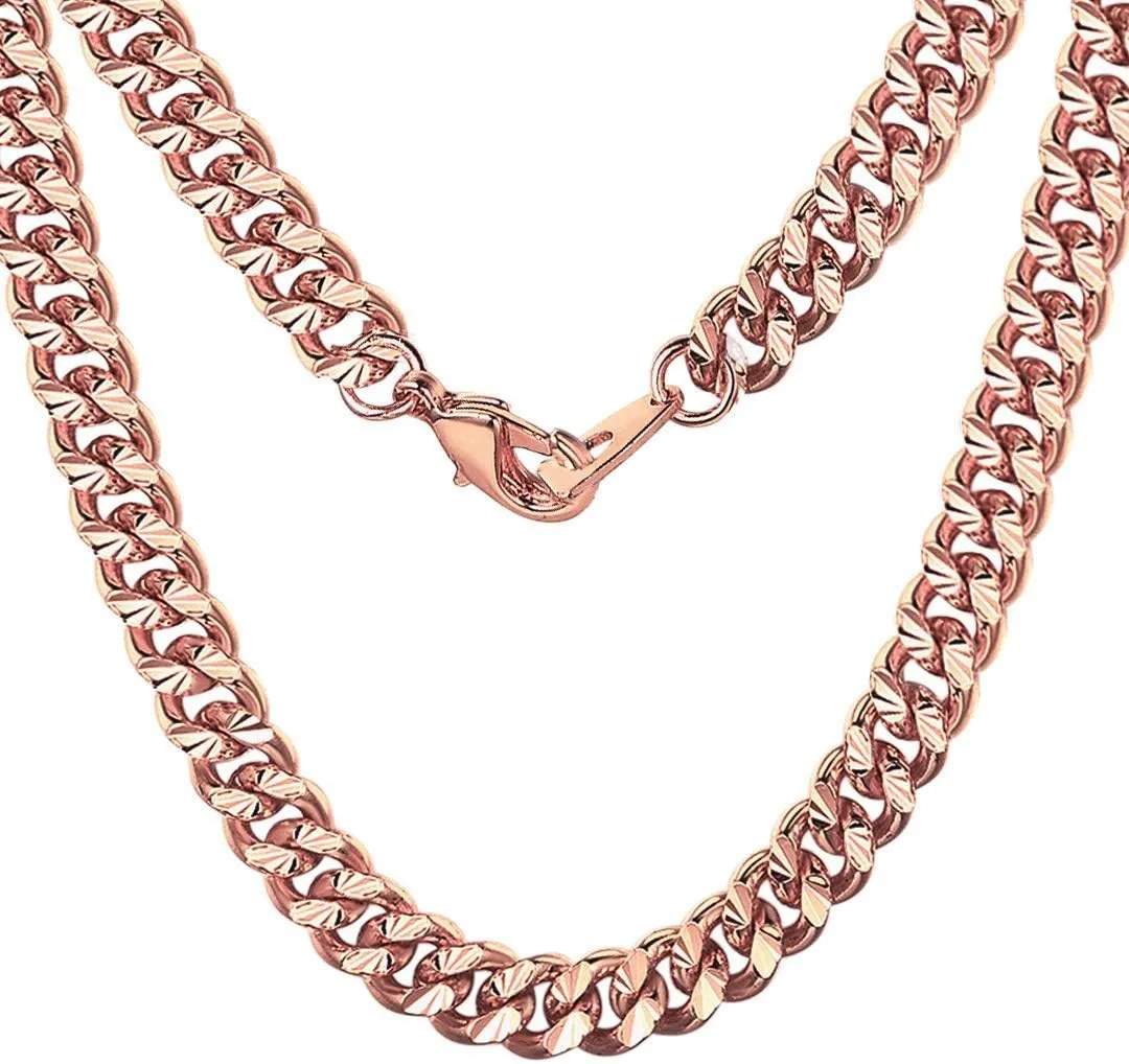 ChainsHouse Stainless Steel Cuban Chain Necklace for Men Women, 18K Gold/Black/Rose Gold Plated Miami Curb Chains,18" 20" 22" 24" 26" 28" 30" Length,4mm/7mm Wide,Send Gift Box