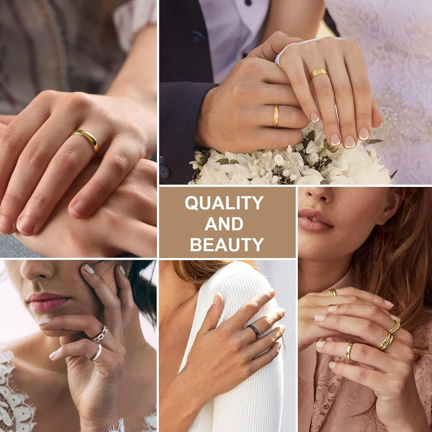 ChainsProMax Men/Women Classic Plain Ring, 2/4/6/8 mm Wedding Band, Gold Plated/Stainless Steel/Black, Send Gift Box