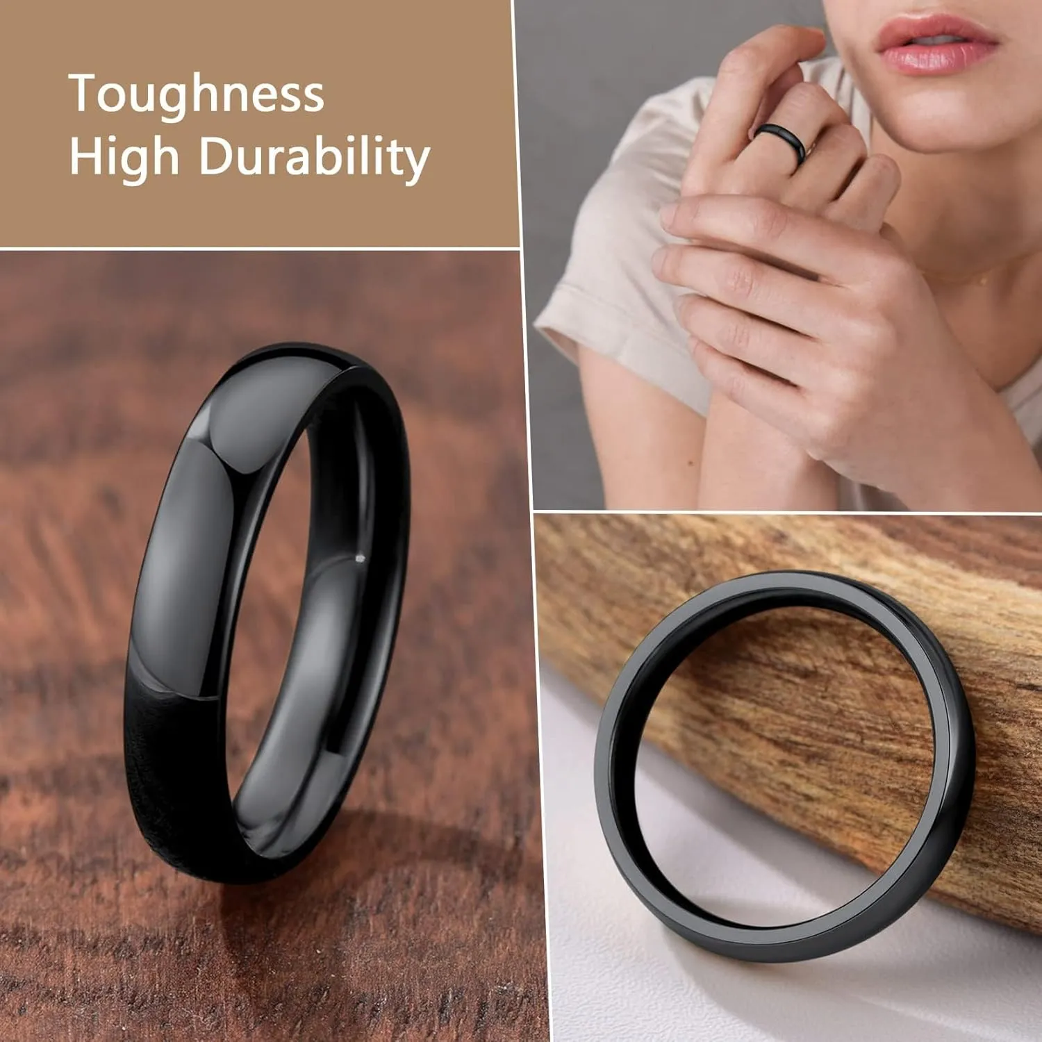 ChainsProMax Men/Women Classic Plain Ring, 2/4/6/8 mm Wedding Band, Gold Plated/Stainless Steel/Black, Send Gift Box