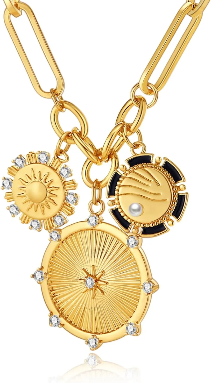 Chunky Charm heart Necklace for Women Trendy, 18K Real Gold Electroplated Heart Choker Pendant, Thick Chain Necklace, Luxury Style Neutral Necklace for Women Jewelry Gifts