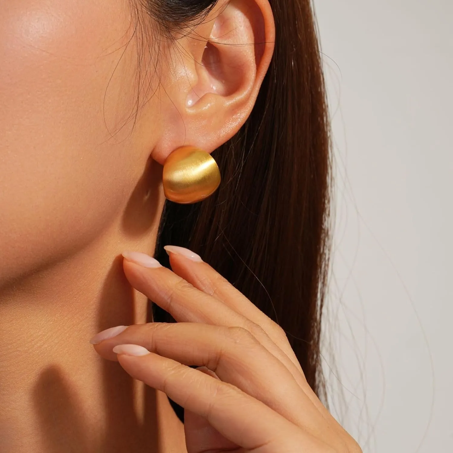Chunky Gold Earrings 14K Gold Plated Statement Earrings for Women Trendy Hypoallergenic Textured Hoop Earring Ribbed Huggie Stud Earrings Jewelry Gifts