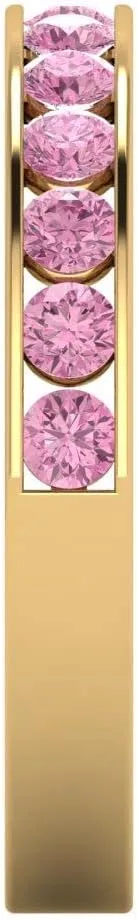 Clara Pucci 0.39 Ct Round Cut VVS1 Simulated Pink Diamond Wedding Band  Stackable 14K Solid Yellow Gold Ring  Bridal Anniversary Band for Women  Birthstone Gift for Her
