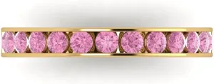 Clara Pucci 0.39 Ct Round Cut VVS1 Simulated Pink Diamond Wedding Band  Stackable 14K Solid Yellow Gold Ring  Bridal Anniversary Band for Women  Birthstone Gift for Her