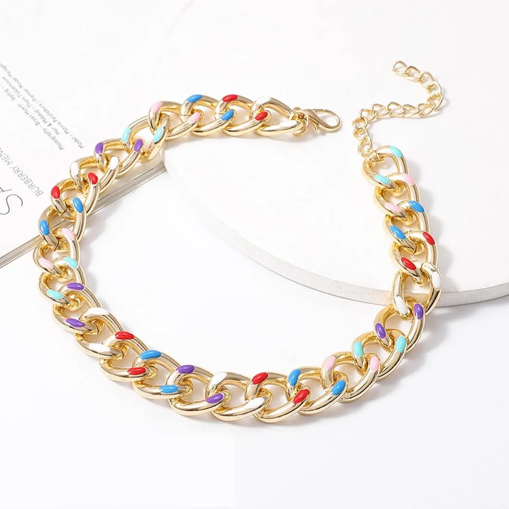 CLOACE Boho Choker Necklace Gold Cuban Link Necklaces Chain Fashion Jewelry for Women and Girls