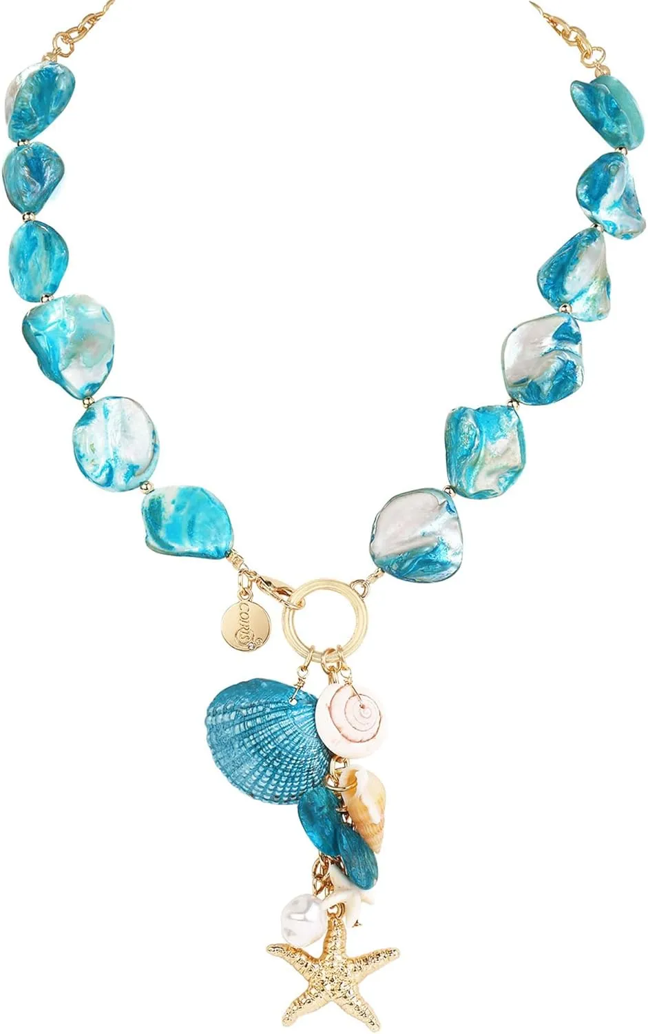 Coiris Starfish Seashell Necklace for Women Pearl Shell Natural Summer Beach Jewelry for Women(N0134-Pearl)