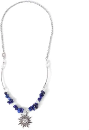 COLORFUL BLING Gothic Boho Sun Choker Necklace Natural Stone Healing Crystal Tassel Star Necklace for Women Minimalist Jewelry