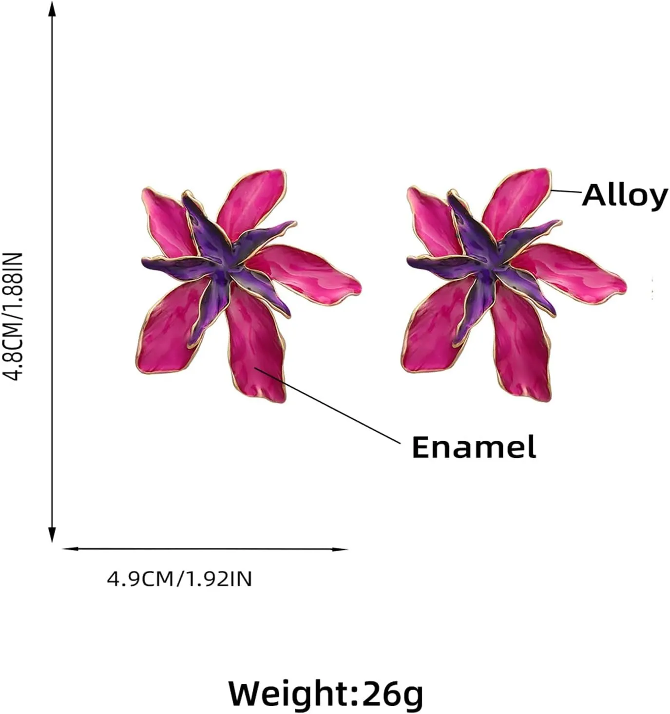 Colorful Dripping Oil Flower Floral Enamel Statement Stud Earrings Jewelry for Women