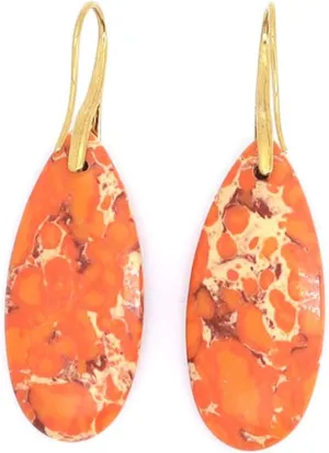 Colorful Natural Stone Teardrop Dangle Earrings for Women,Vintage Gold Plated Geometric Oval Hook Earrings,Exaggerated Boho Statement Jewelry Gifts