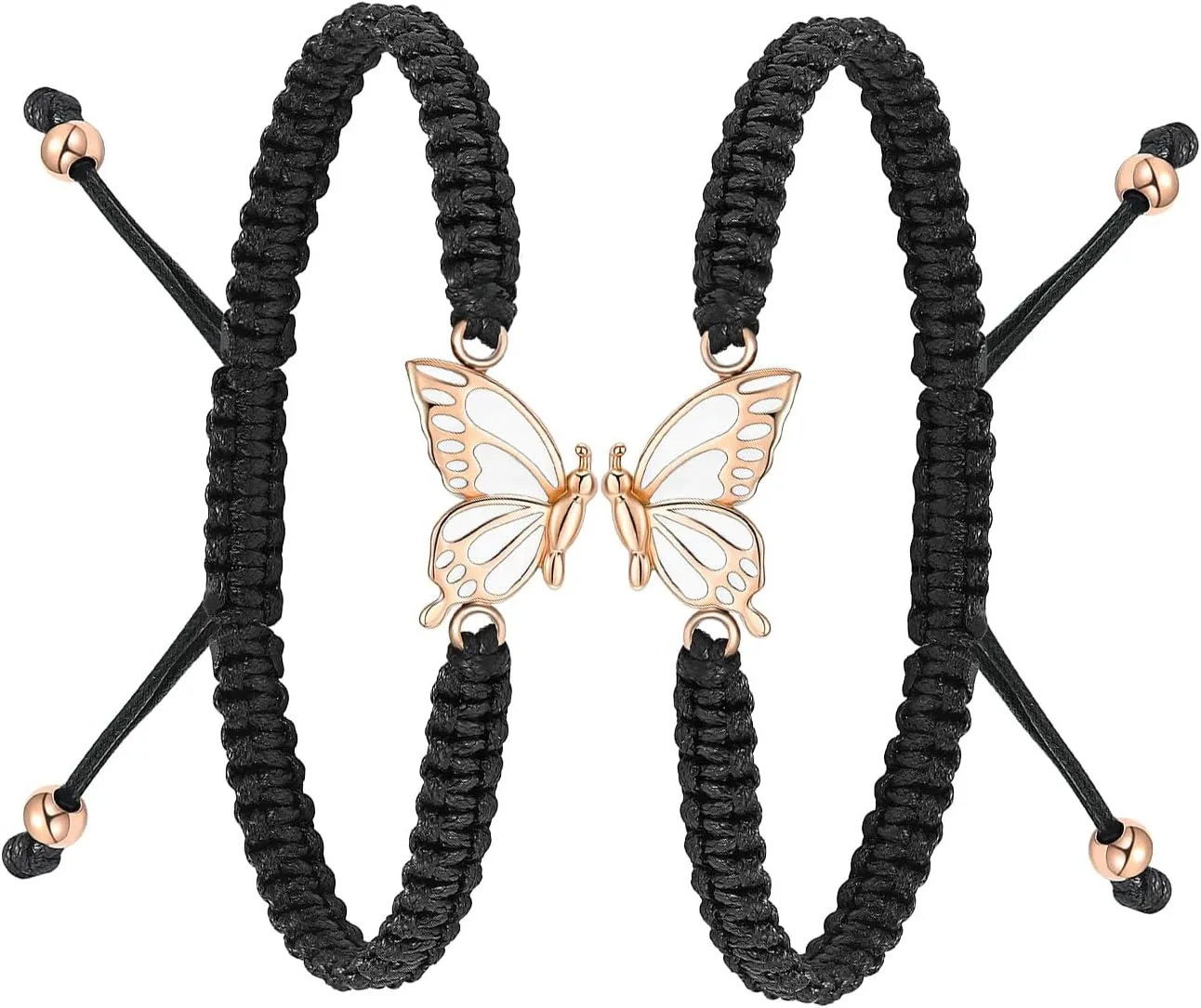 constantlife 2 Pack Butterfly Cremation Bracelet for Ashes Stainless Steel Urn Pendants Keepsake Braided Rope Adjustable Wristband Bangle Memorial Jewelry for Women Girls