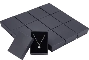 Craftdady 12pcs Black Necklace Jewelry Boxes 3.5 x 2.7 x 1 Inch Small Gift Boxes Kraft Cotton Filled Rectangle Earring Ring Paper Boxes for Pendants Bracelet Jewelry Display